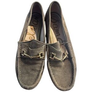 Sam Edelman “Talia” horsebit suede loafers – olive green, size 6